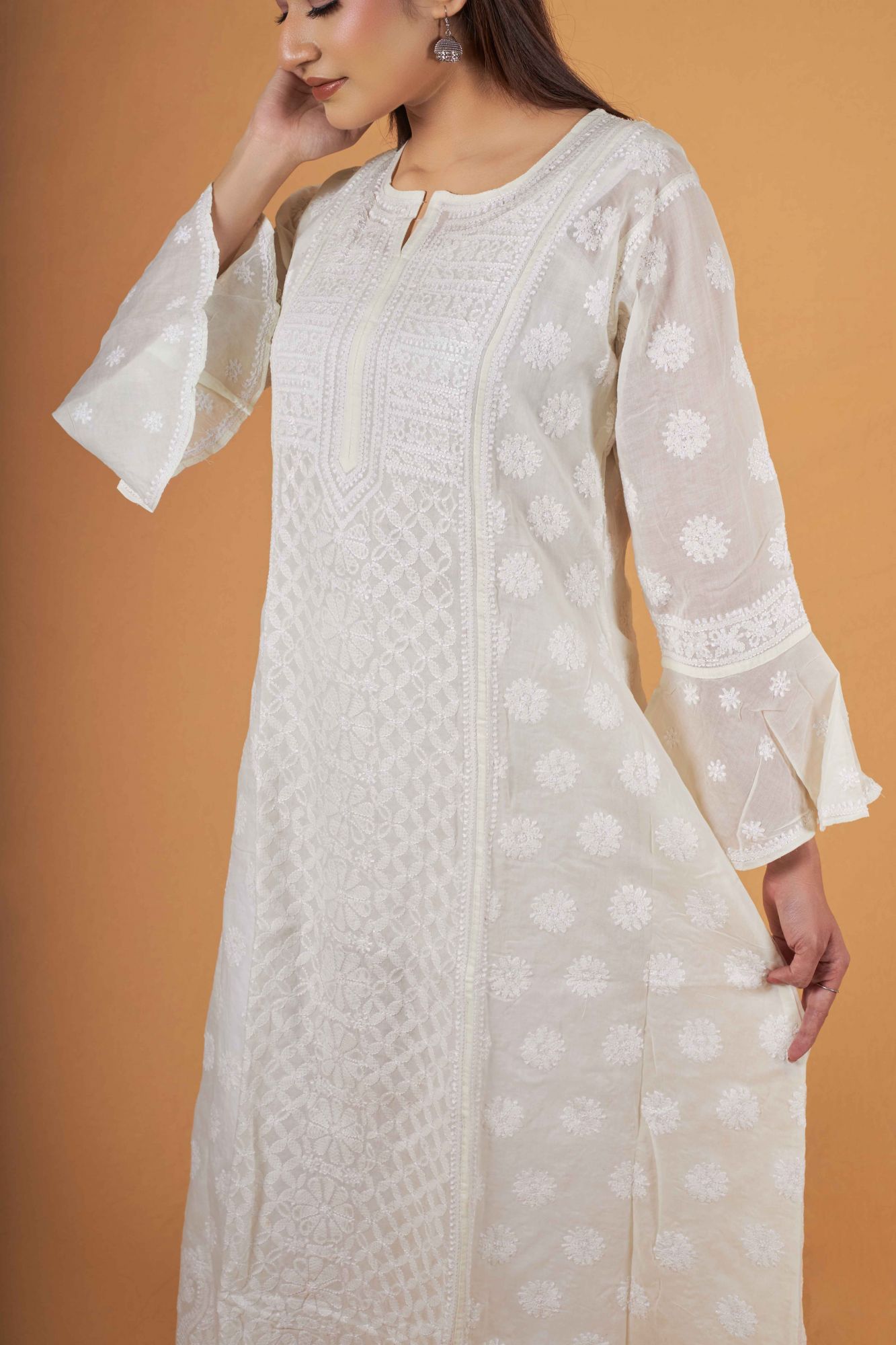 Cotton A line All over work Kurta