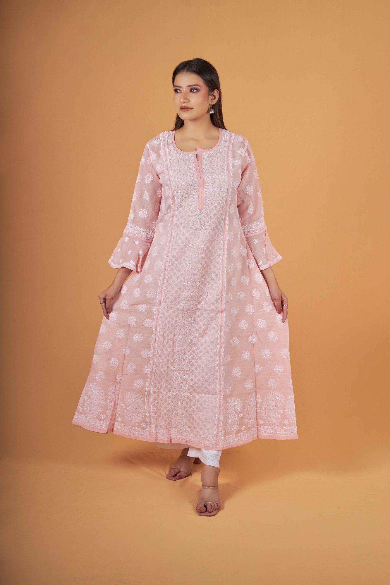Cotton A line All over work Kurta