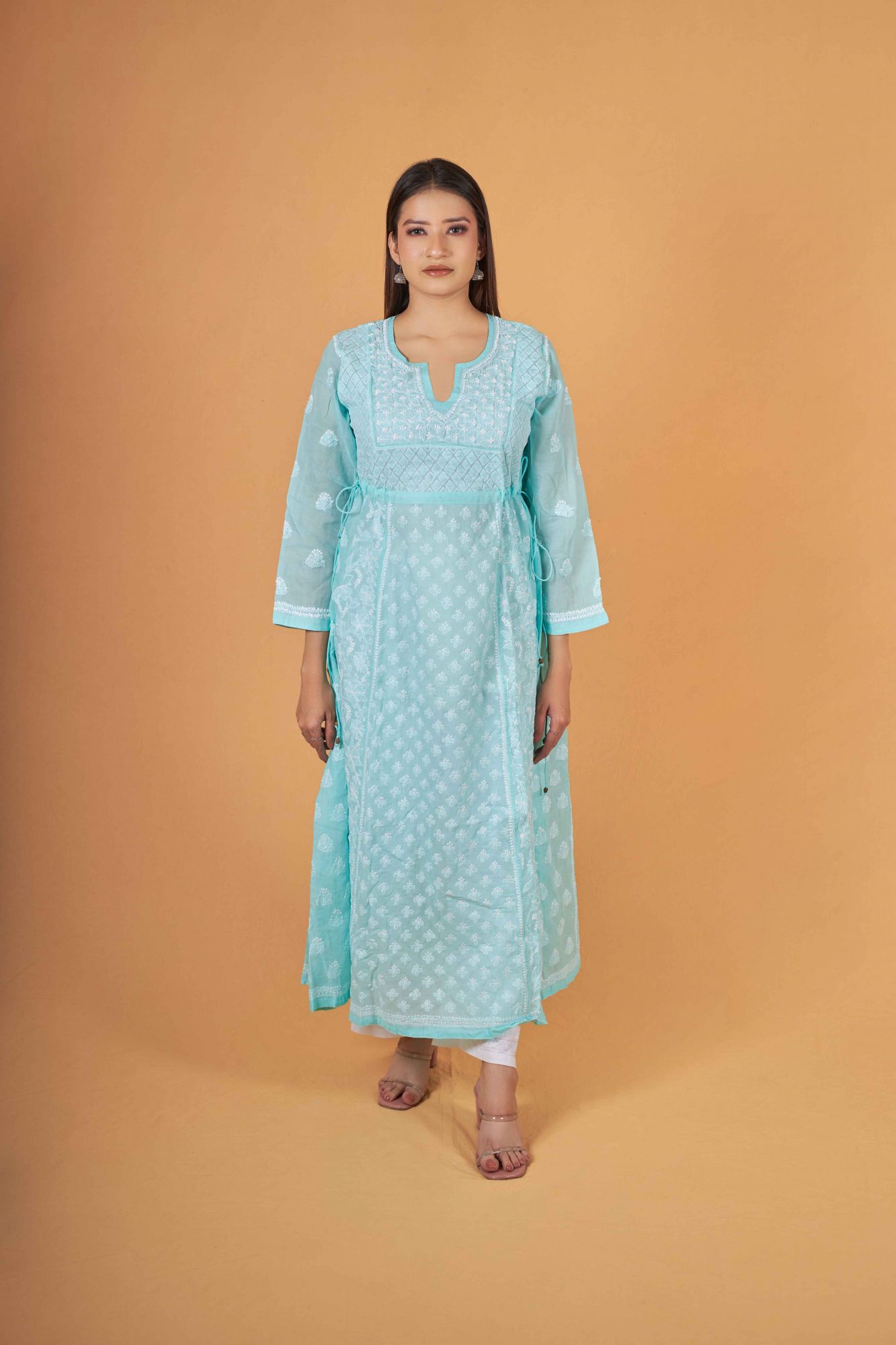 Cotton A line all over embroidered dress