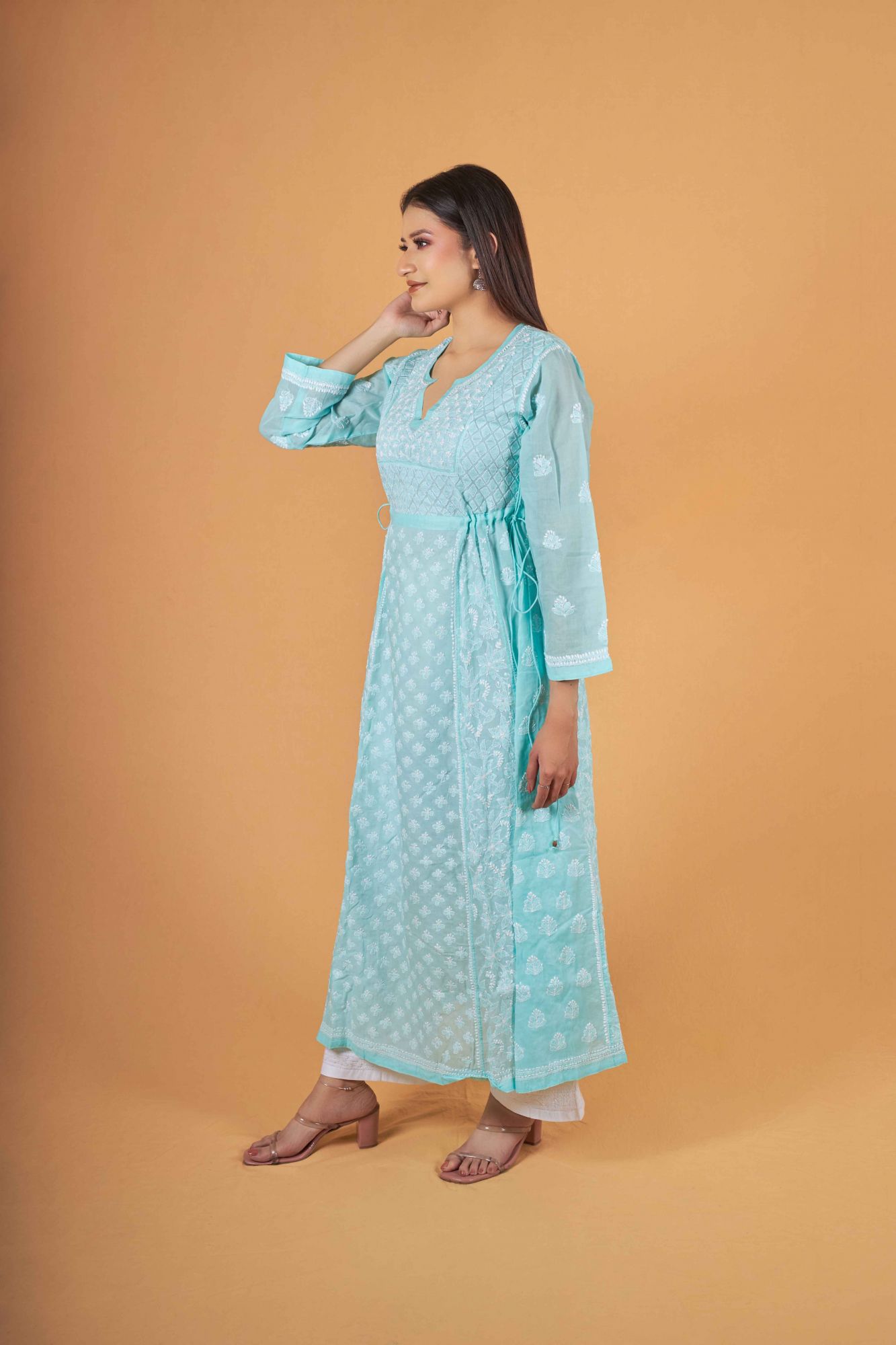 Cotton A line all over embroidered dress