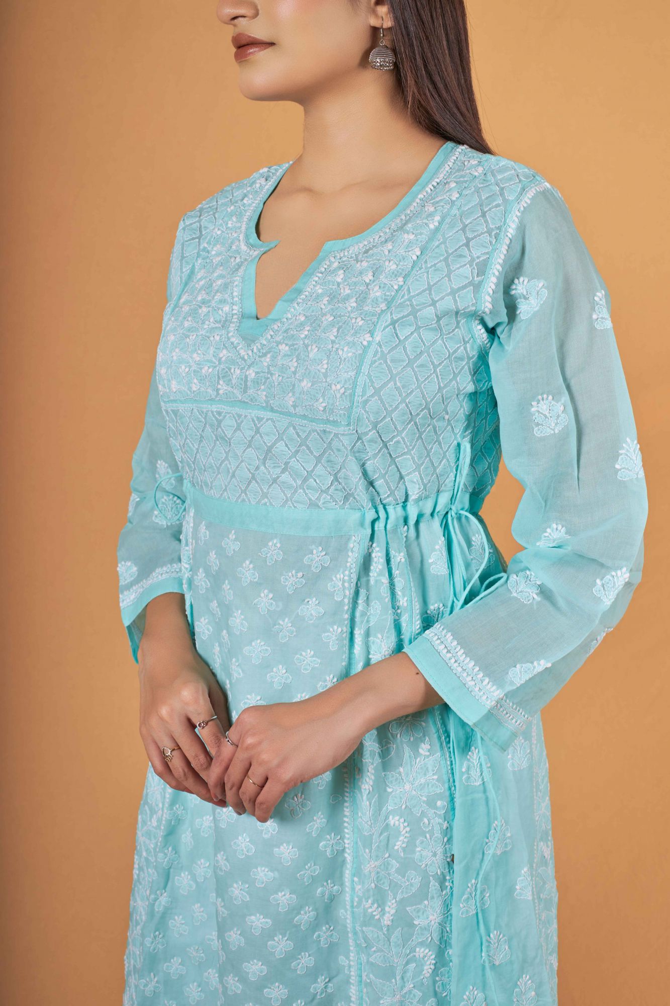 Cotton A line all over embroidered dress