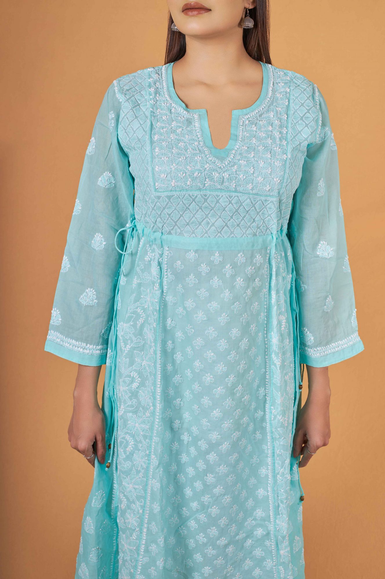 Cotton A line all over embroidered dress