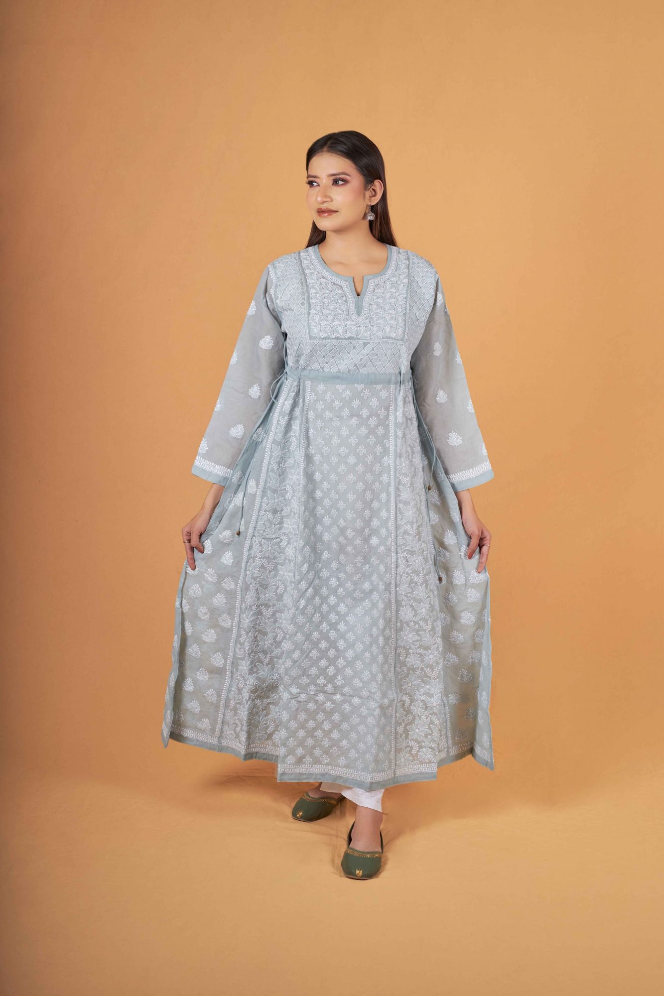 Grey A line Cotton Dress
