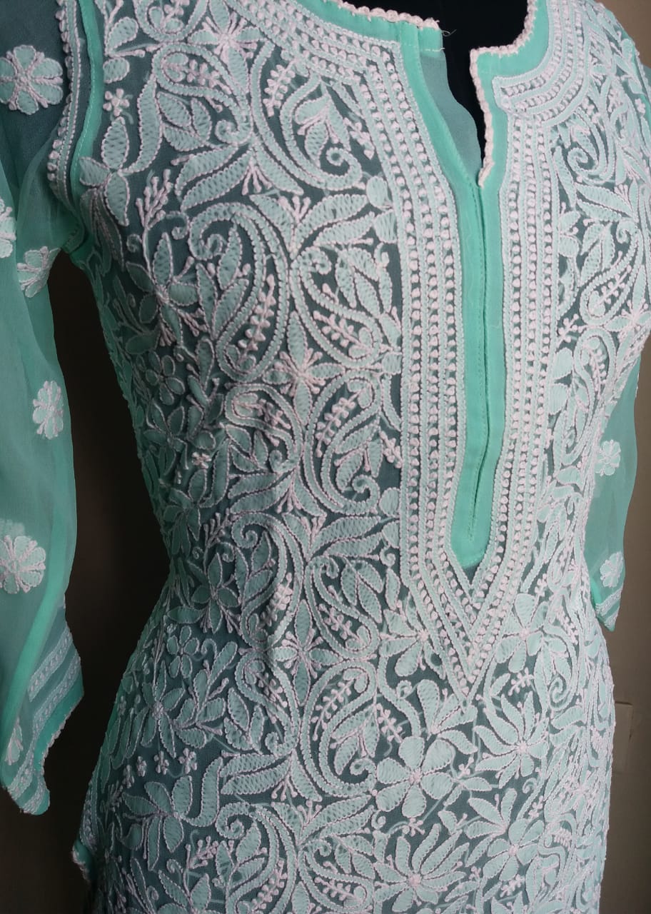 Sea green Georgette Kurti
