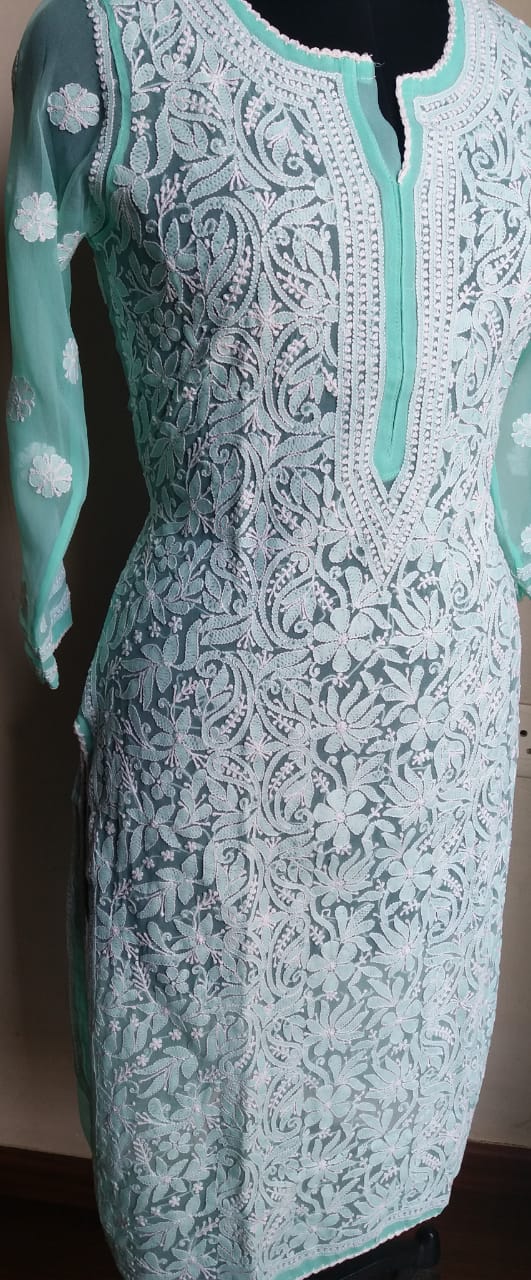 Sea green Georgette Kurti