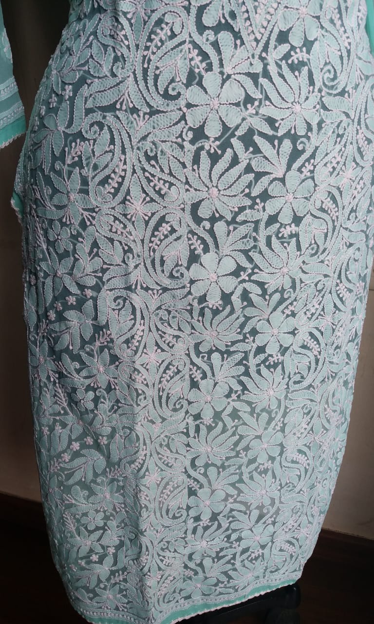 Sea green Georgette Kurti