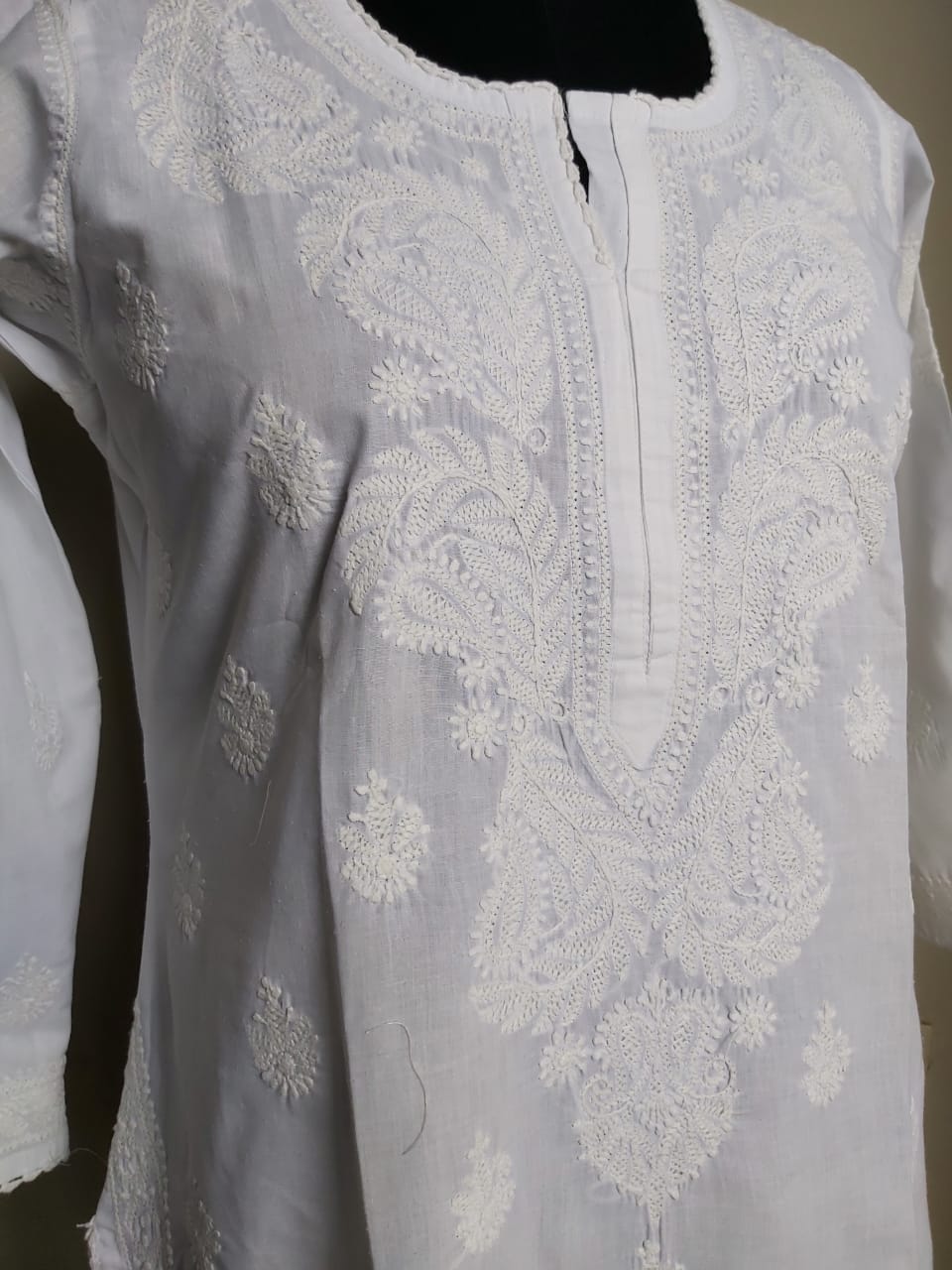 Pure white Cotton Light work Kurti
