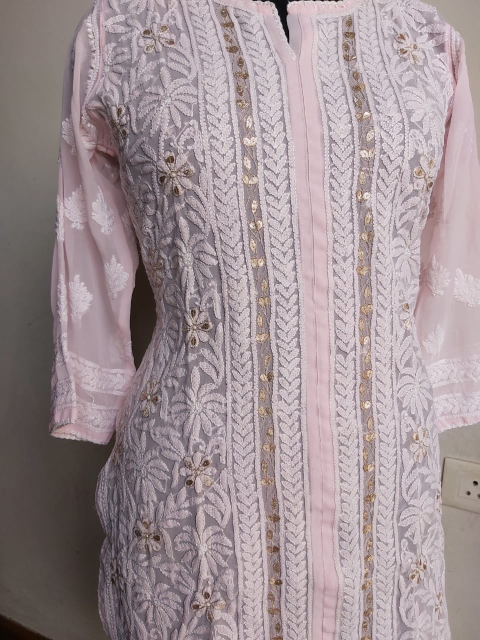 Georgette Kurti with Gota work