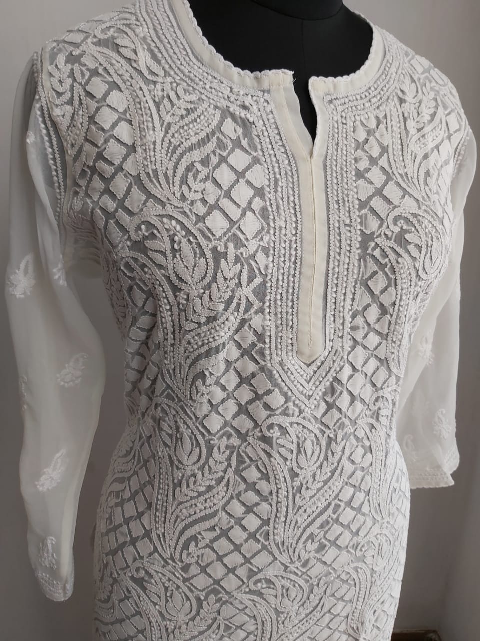 Off White Georgette Kurti