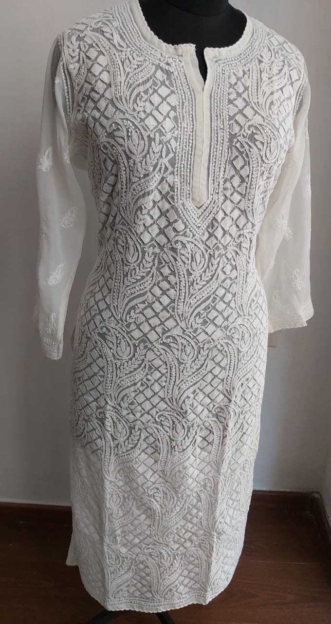 Off White Georgette Kurti