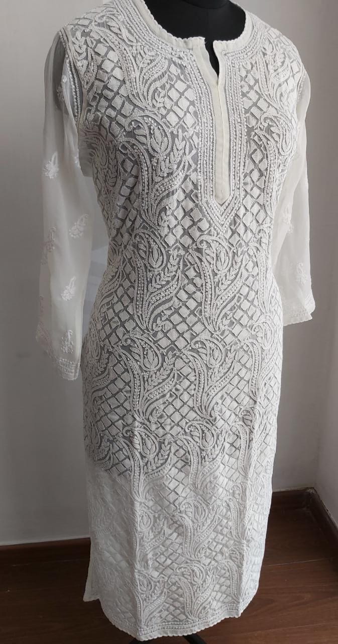 Off White Georgette Kurti