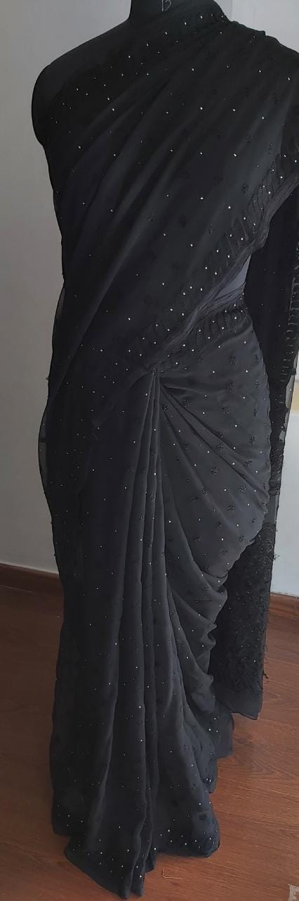Georgette Saree with Resham work and Mukaish