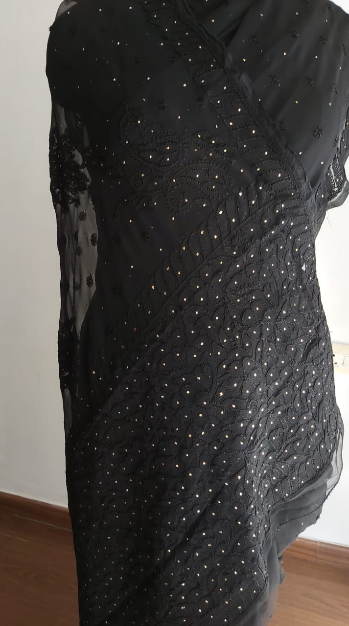 Georgette Saree with Resham work and Mukaish