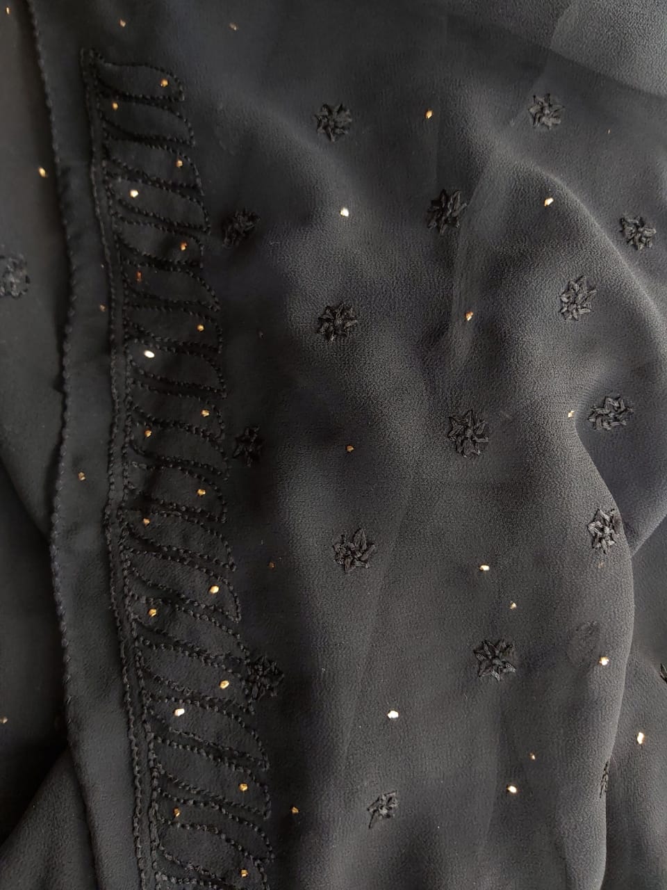 Georgette Saree with Resham work and Mukaish