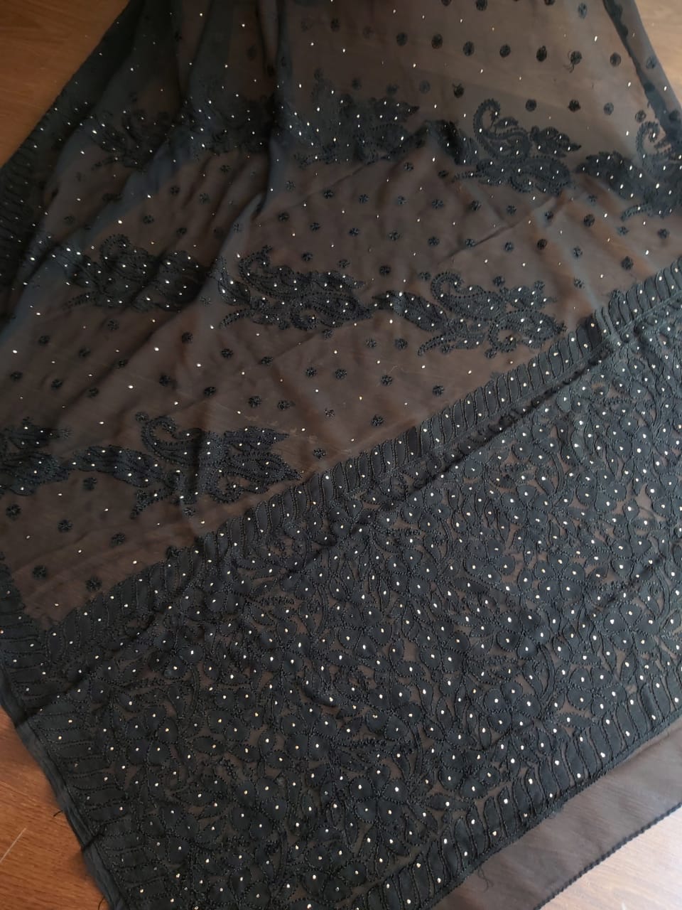 Georgette Saree with Resham work and Mukaish