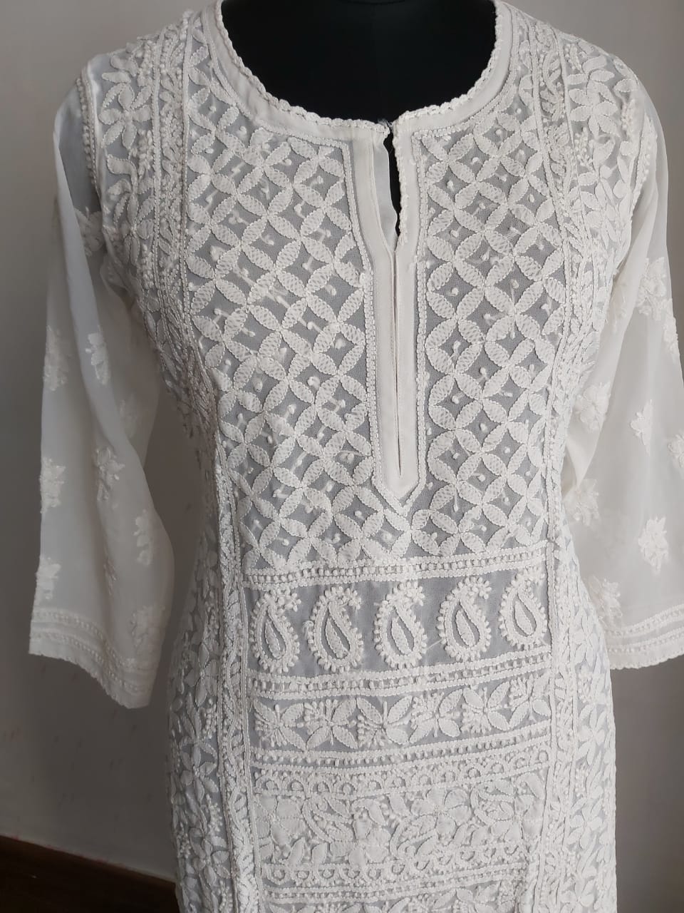 Georgette Resham work Kurti