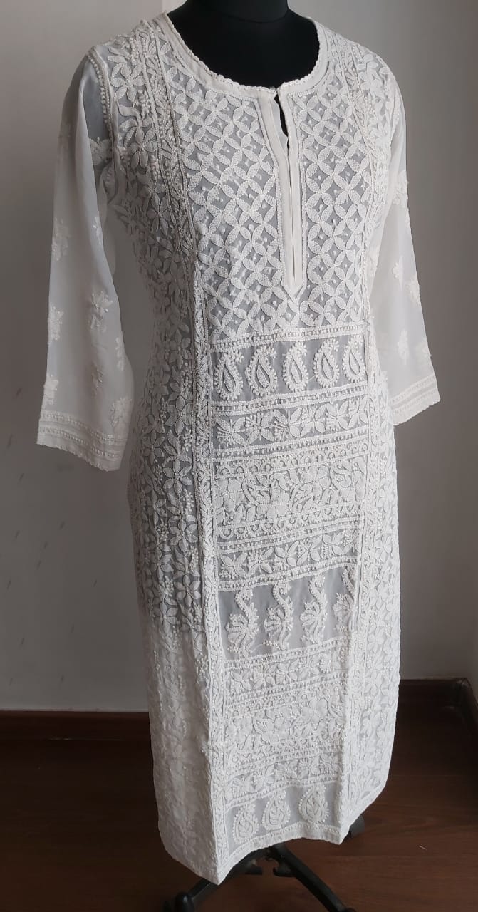 Georgette Resham work Kurti
