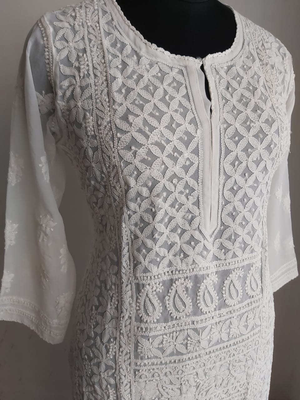 Georgette Resham work Kurti