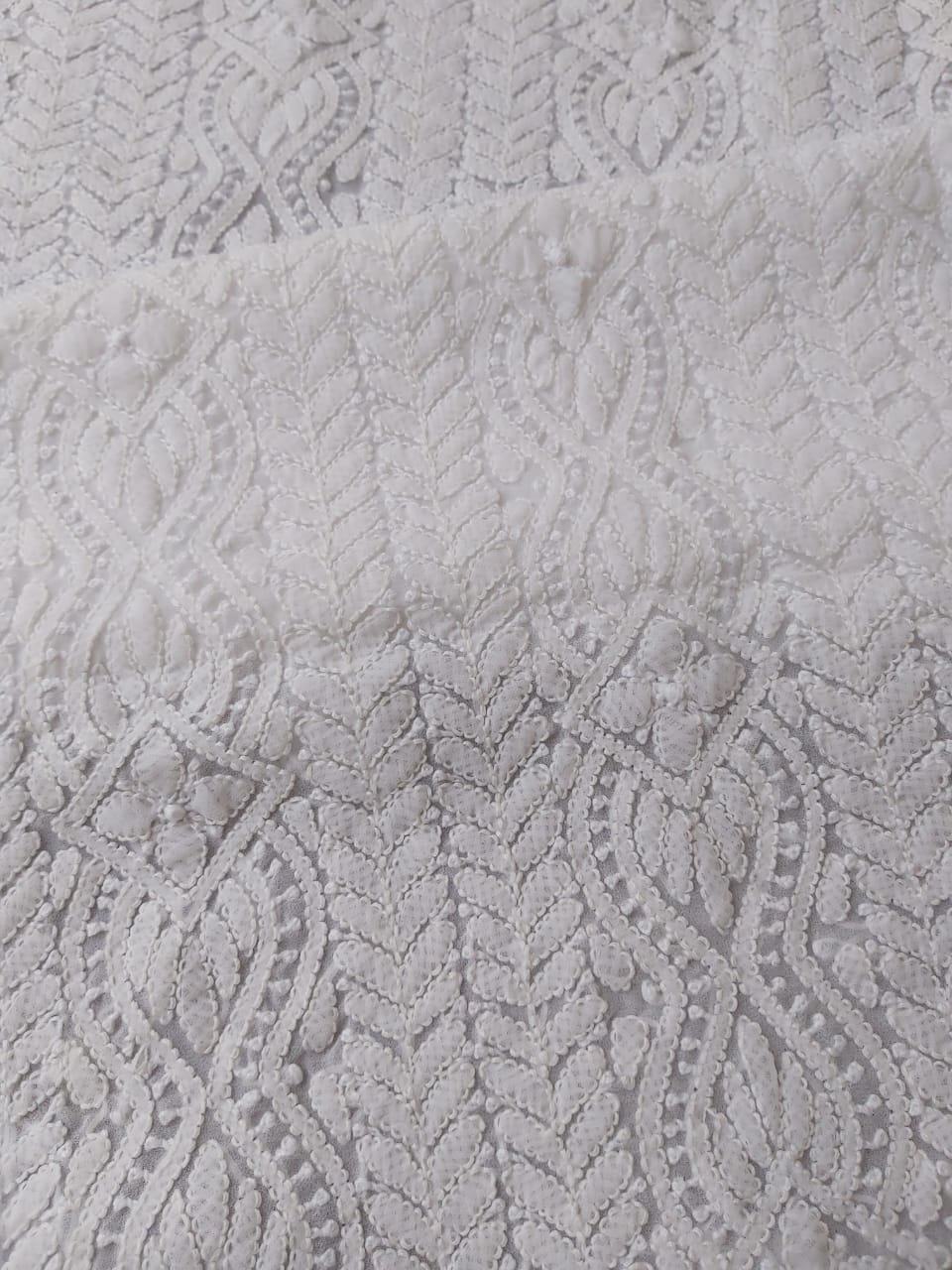 White Georgette Jaal work Kurta