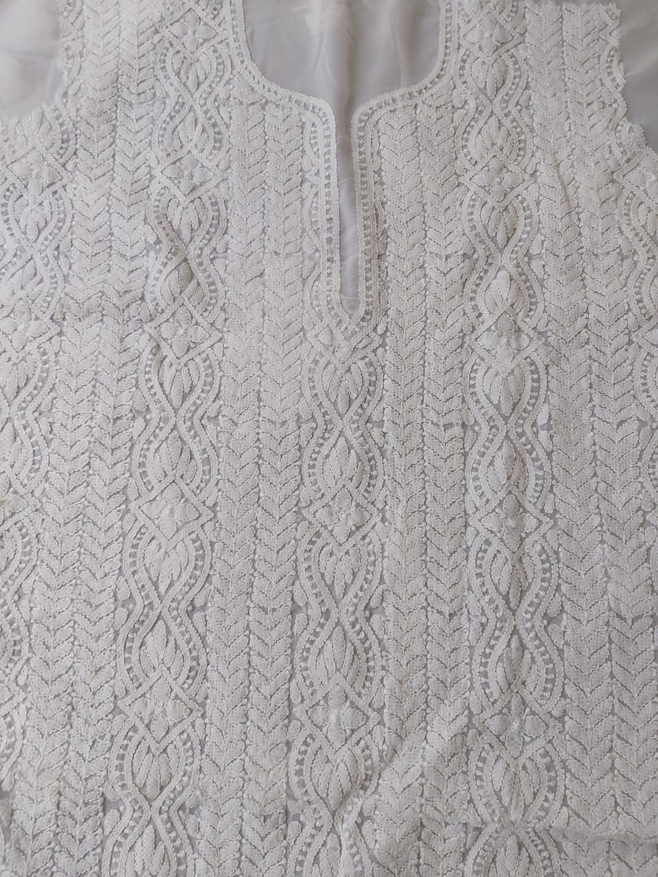 White Georgette Jaal work Kurta