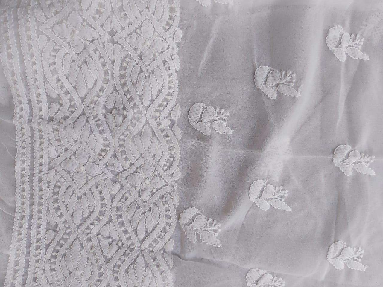 White Georgette Jaal work Kurta