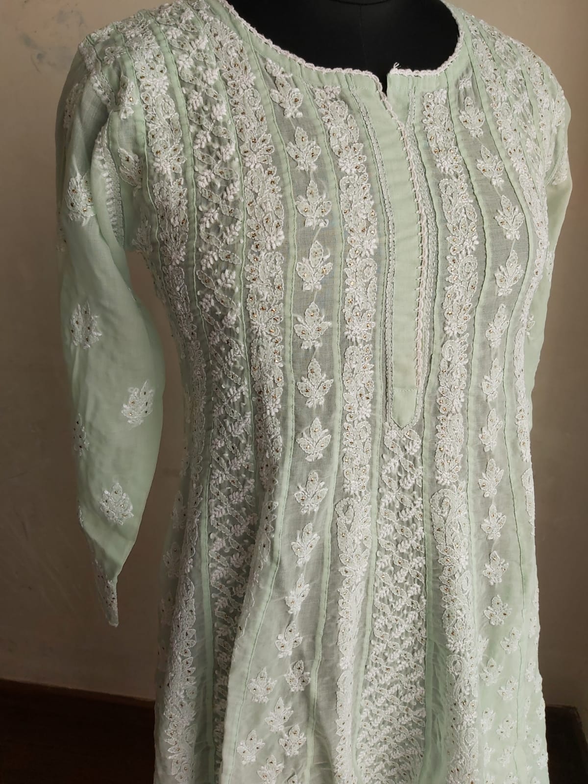 Cotton Voil All over full embroidered Anarkali