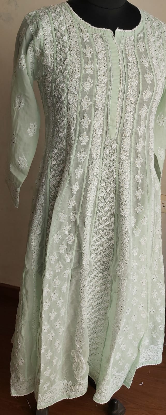 Cotton Voil All over full embroidered Anarkali