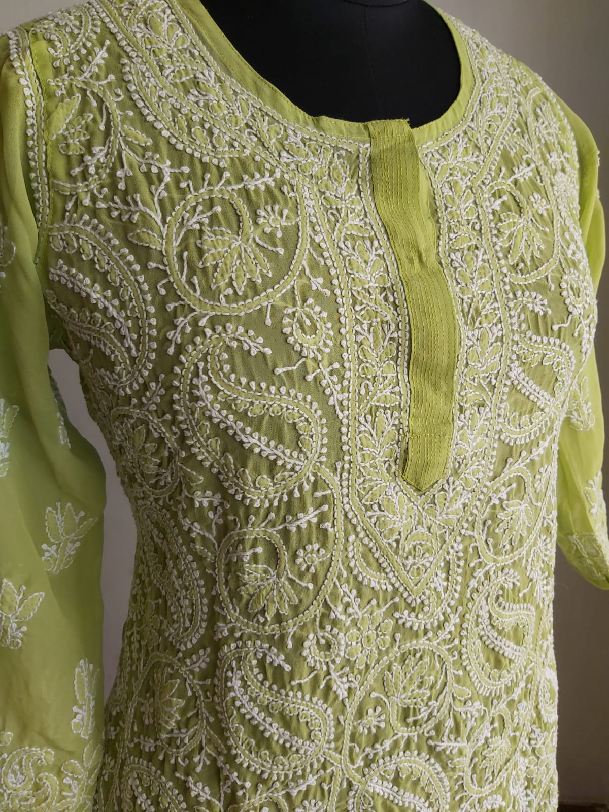 Lime Green Georgette Kurti