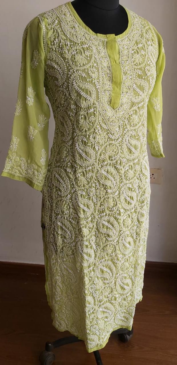 Lime Green Georgette Kurti