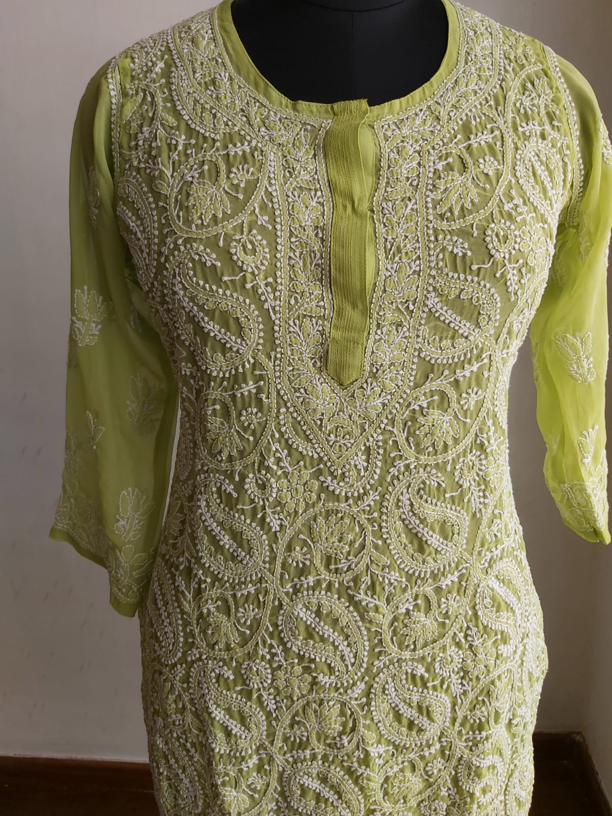 Lime Green Georgette Kurti