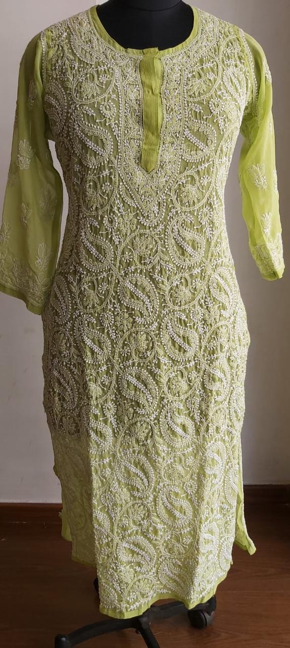 Lime Green Georgette Kurti