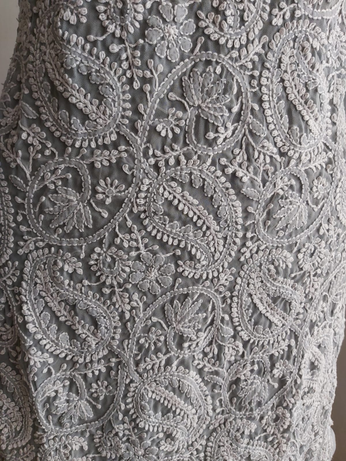 Grey Georgette Jaal work Kurti