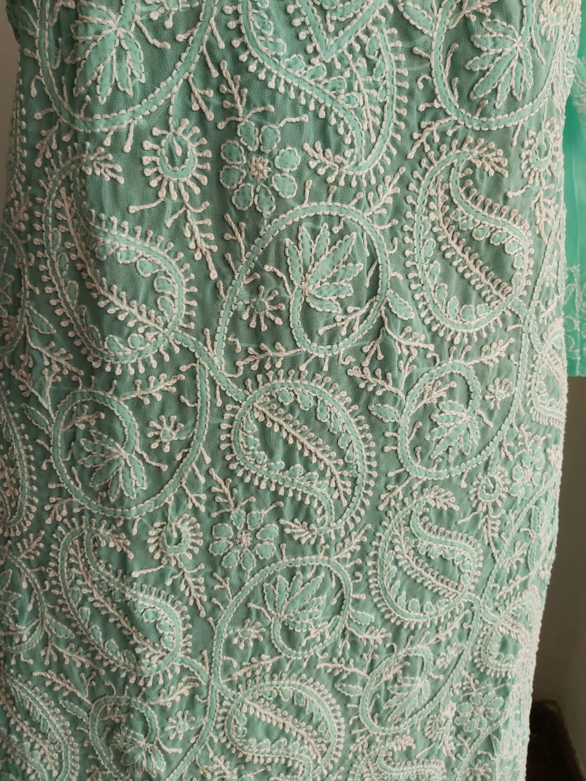 Sea Green Georgette Jaal work Kurti