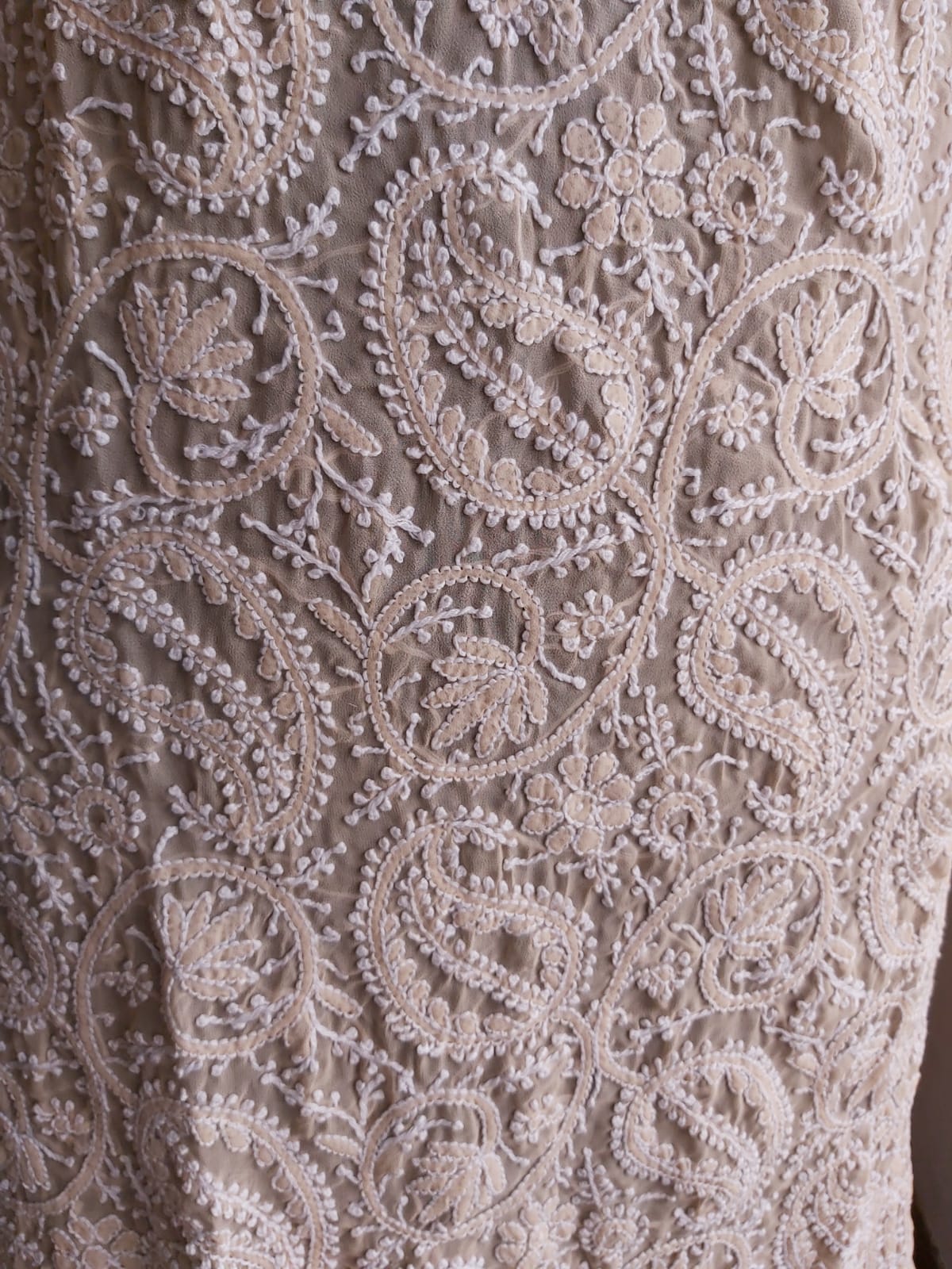 Beige Georgette Jaal work Kurta