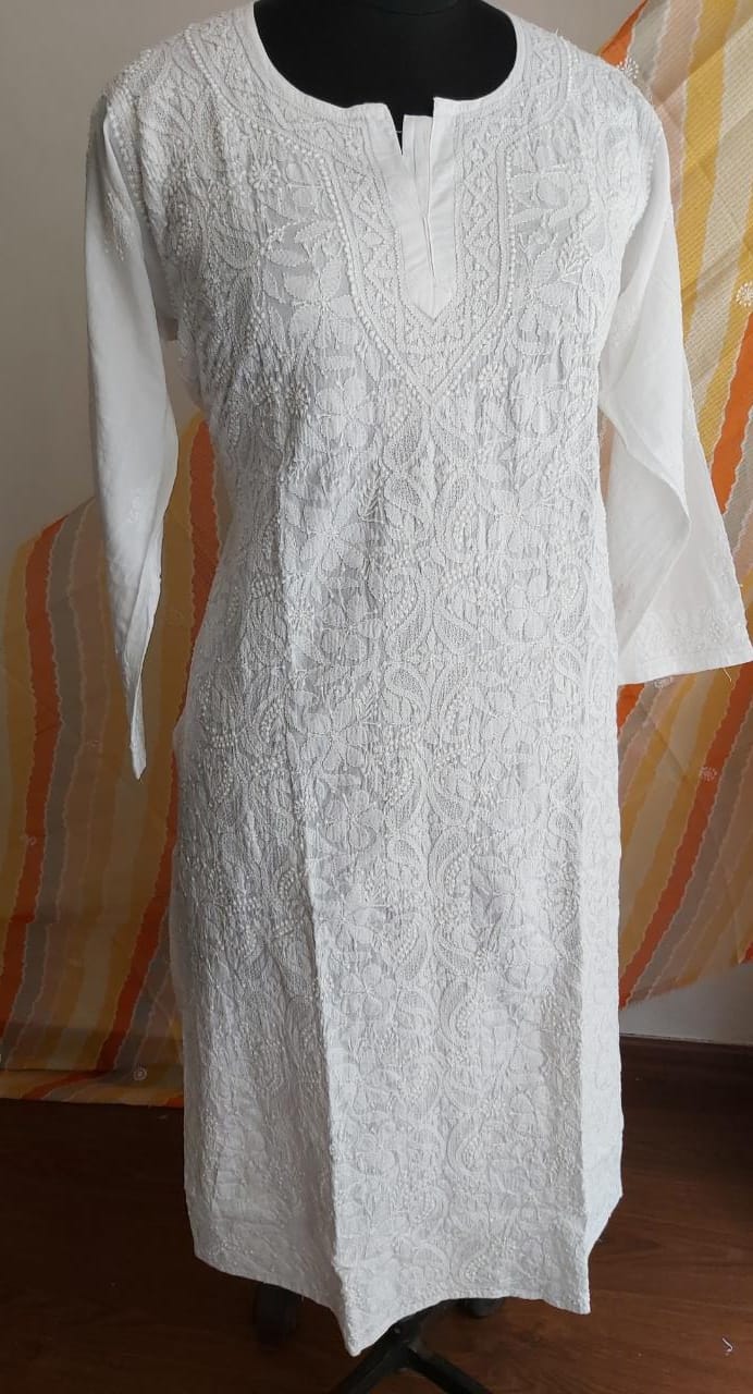 White Malmal Kurti