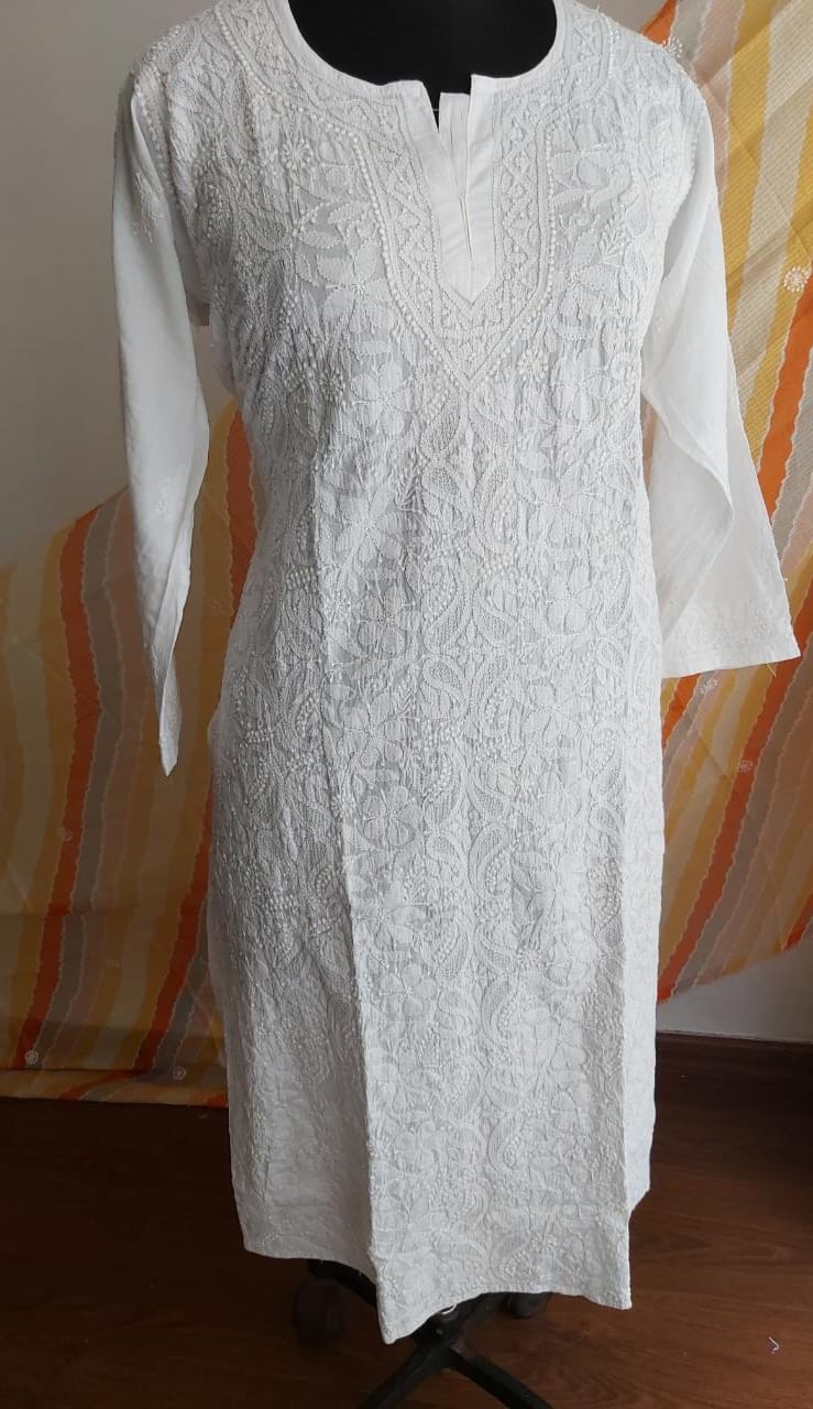 White Malmal Kurti