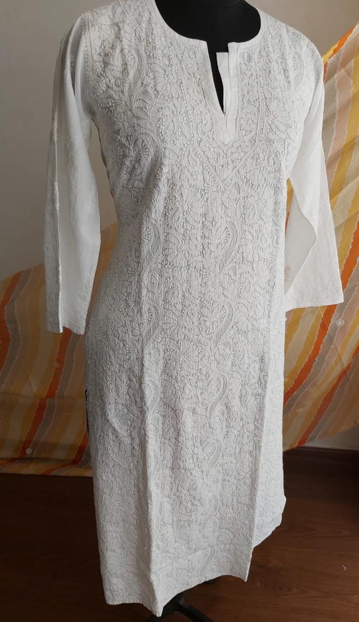 White Malmal Kurti