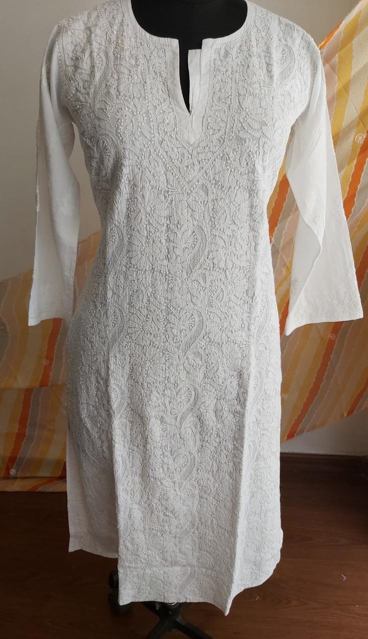 White Malmal Kurti