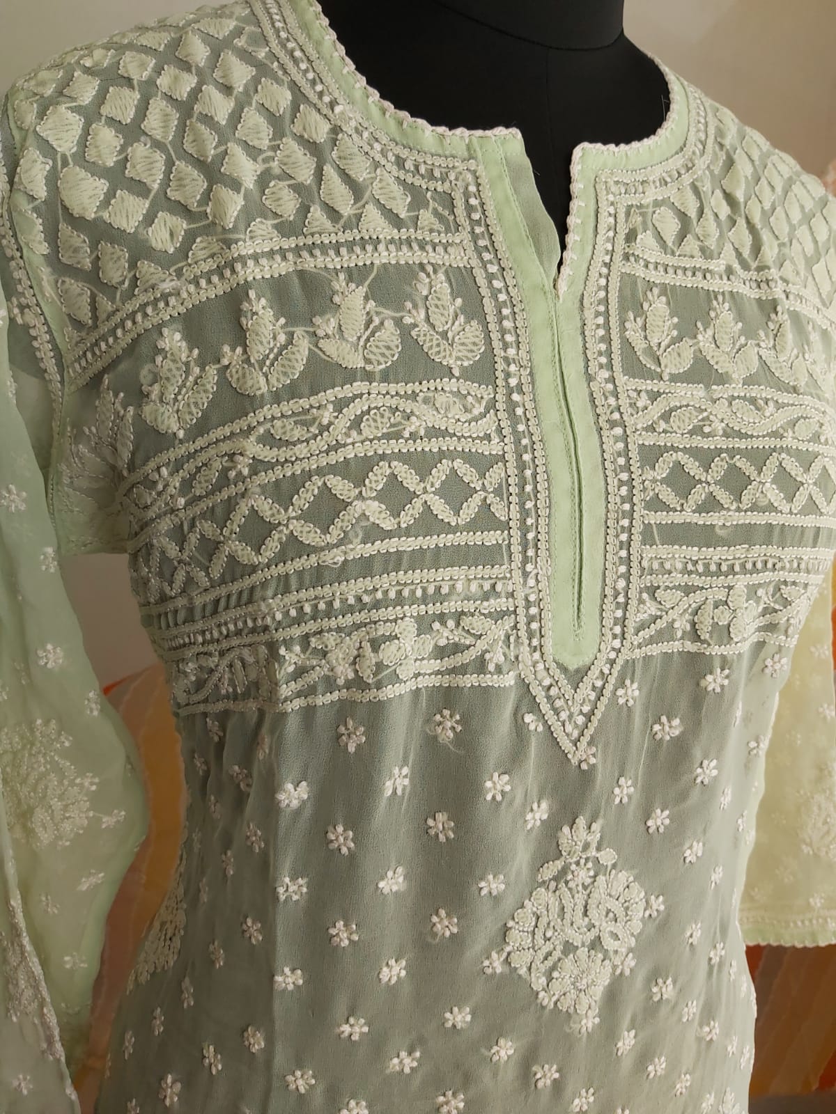 Georgette Kurti With All over Resham Work