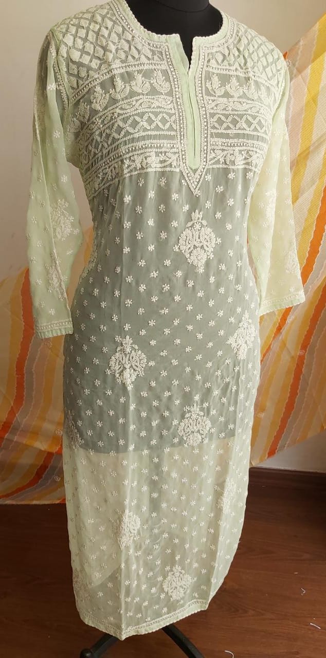 Georgette Kurti With All over Resham Work