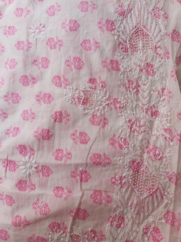 Printed Malmal Kurta with Add on