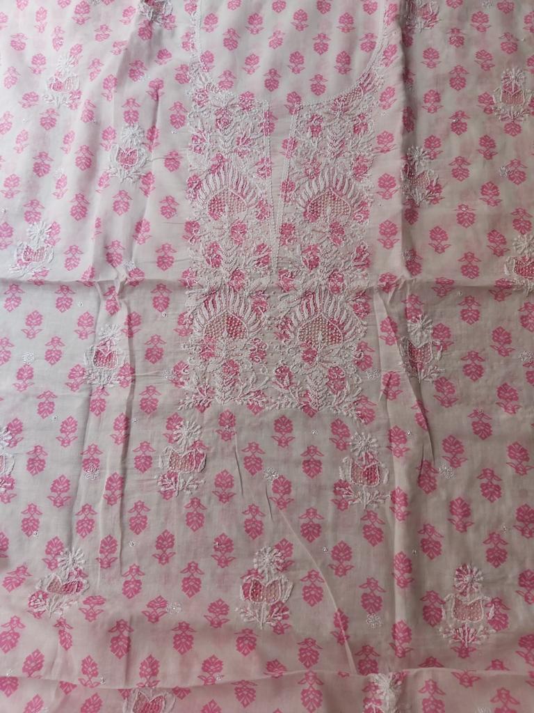 Printed Malmal Kurta with Add on