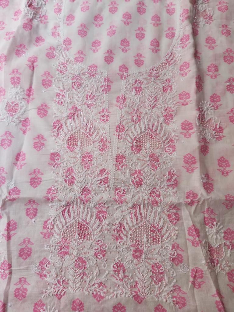 Printed Malmal Kurta with Add on