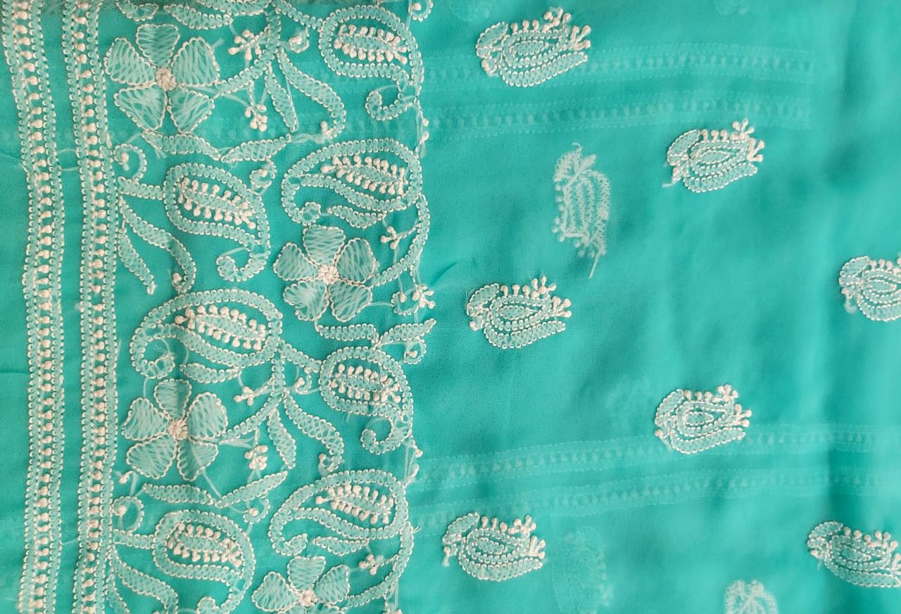 Turquoise Georgette Dress Material