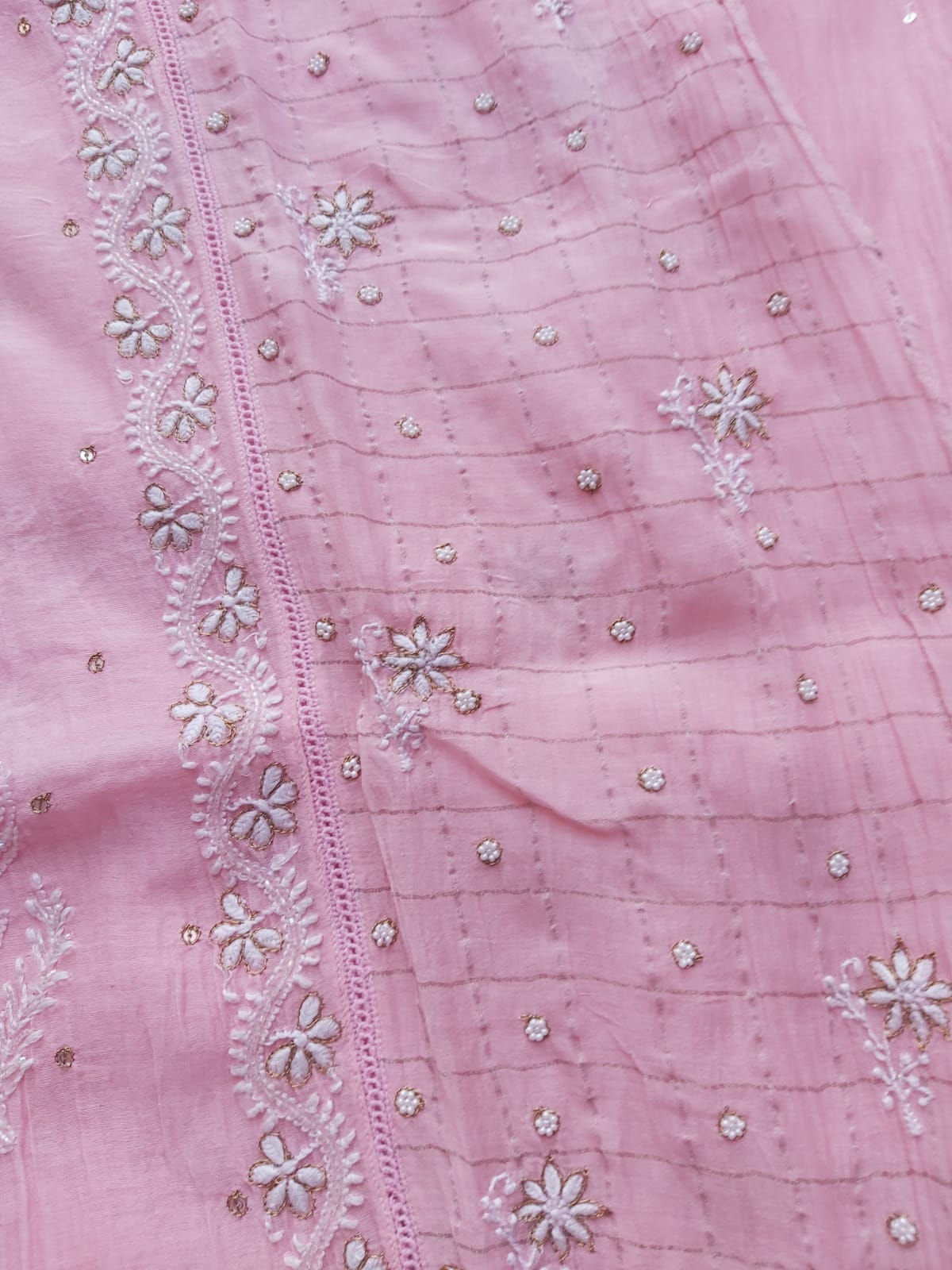 Pink Mul Chanderi Kurta dupatta