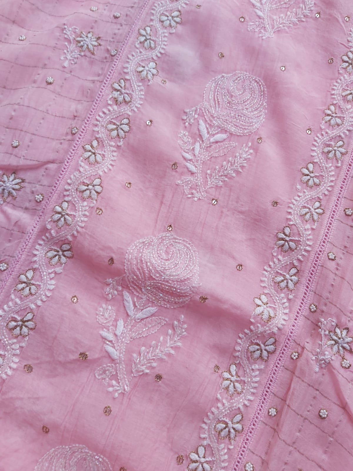 Pink Mul Chanderi Kurta dupatta