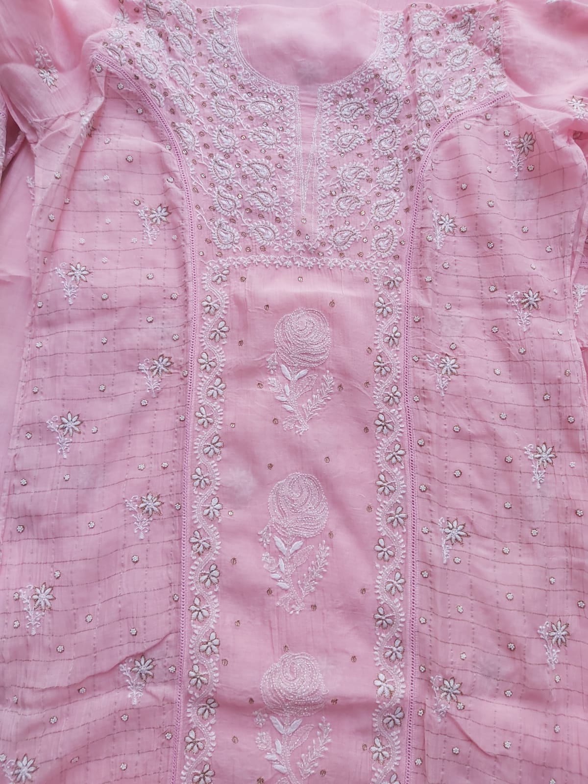 Pink Mul Chanderi Kurta dupatta