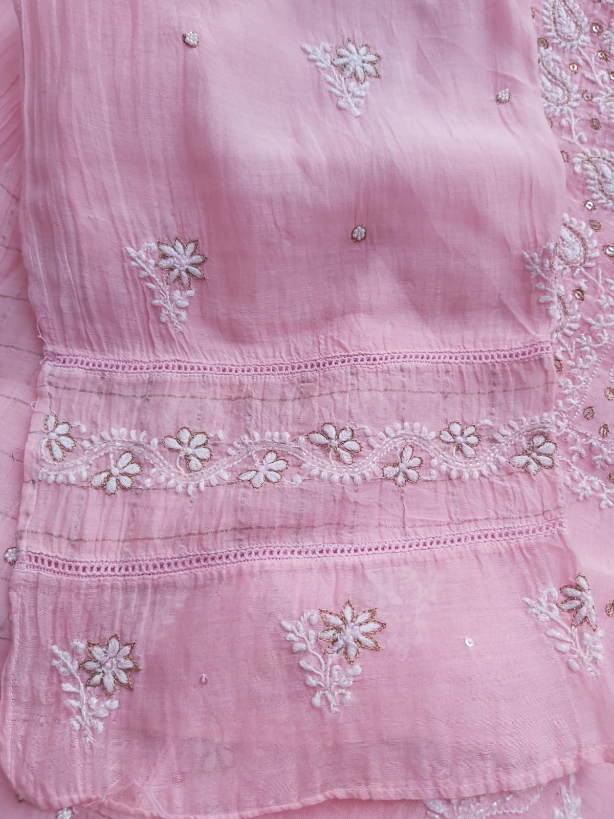 Pink Mul Chanderi Kurta dupatta