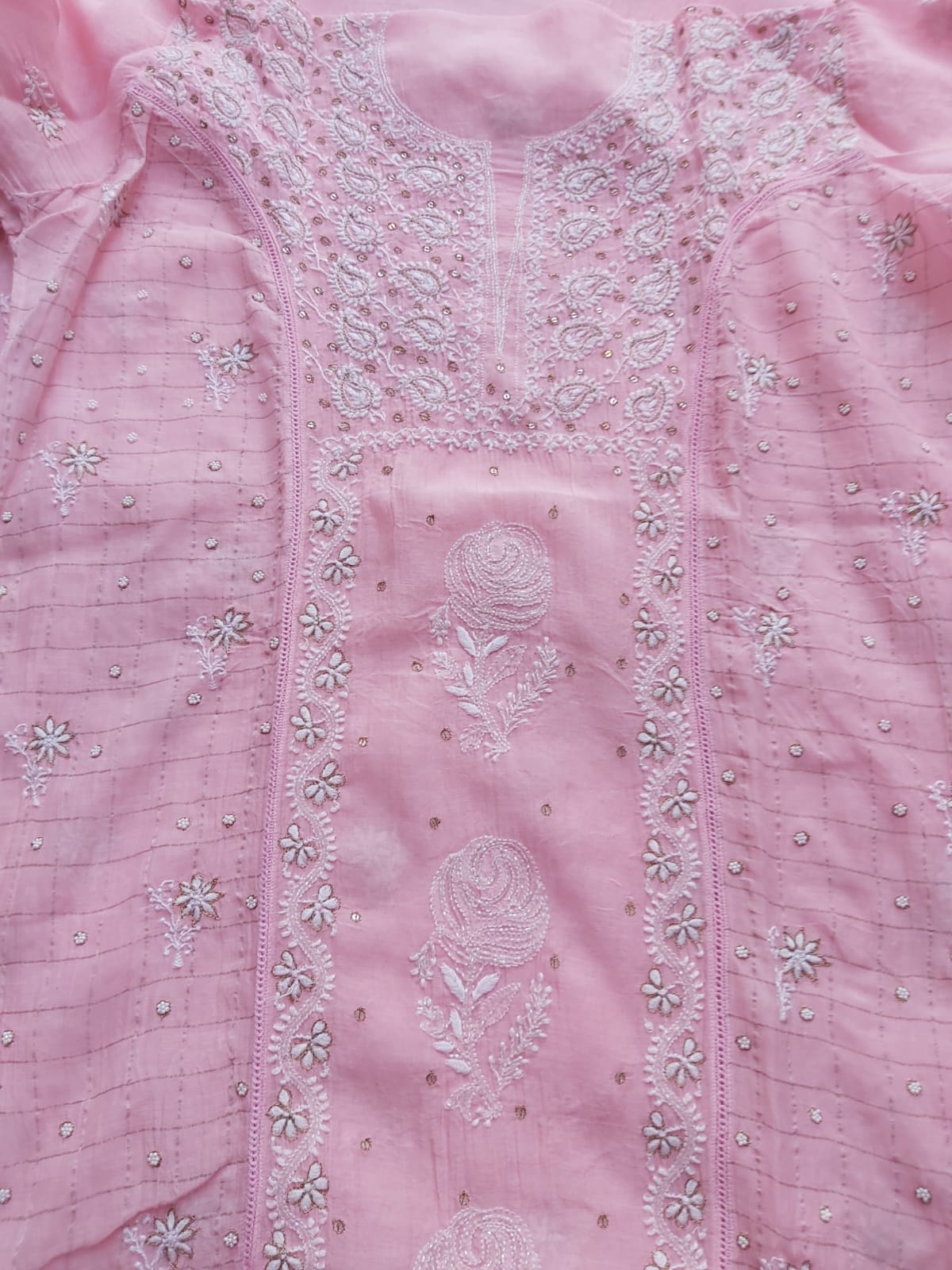 Pink Mul Chanderi Kurta dupatta