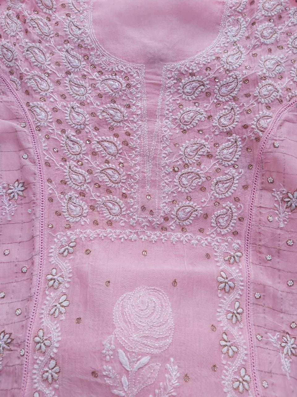 Pink Mul Chanderi Kurta dupatta
